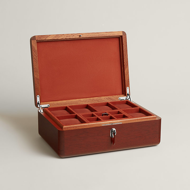 エルメス　HERMES 木箱　時計　ボックス　ケース 時計ボックス 《カザック・Hミルレ》 時計6本＋カフリンクス用